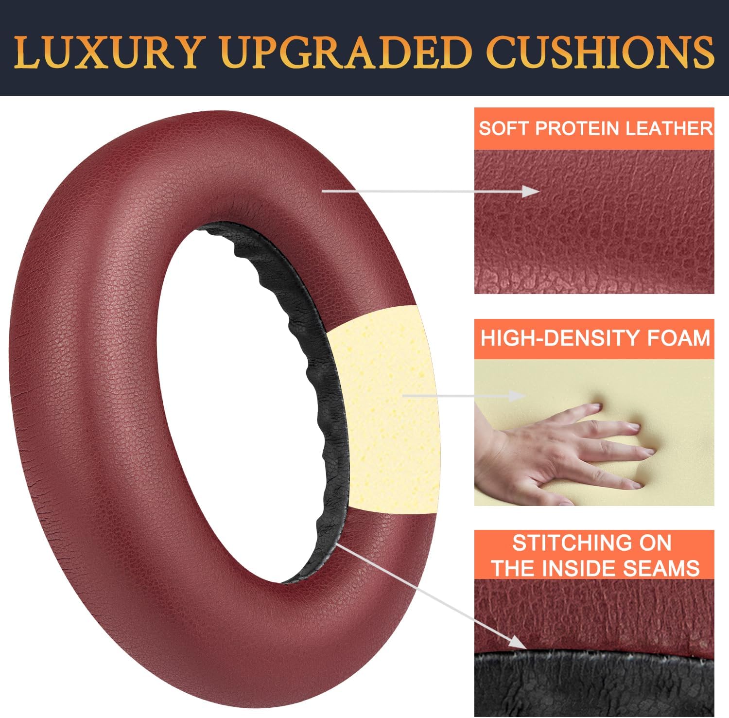 SOULWIT Replacement Earpads for Bose QC Ultra/New QuietComfort Ultra(2nd Gen) Wireless Headphones, Ear Pads Cushions with Softer Protein Leather, High-Density Noise Isolation Foam - Burgundy