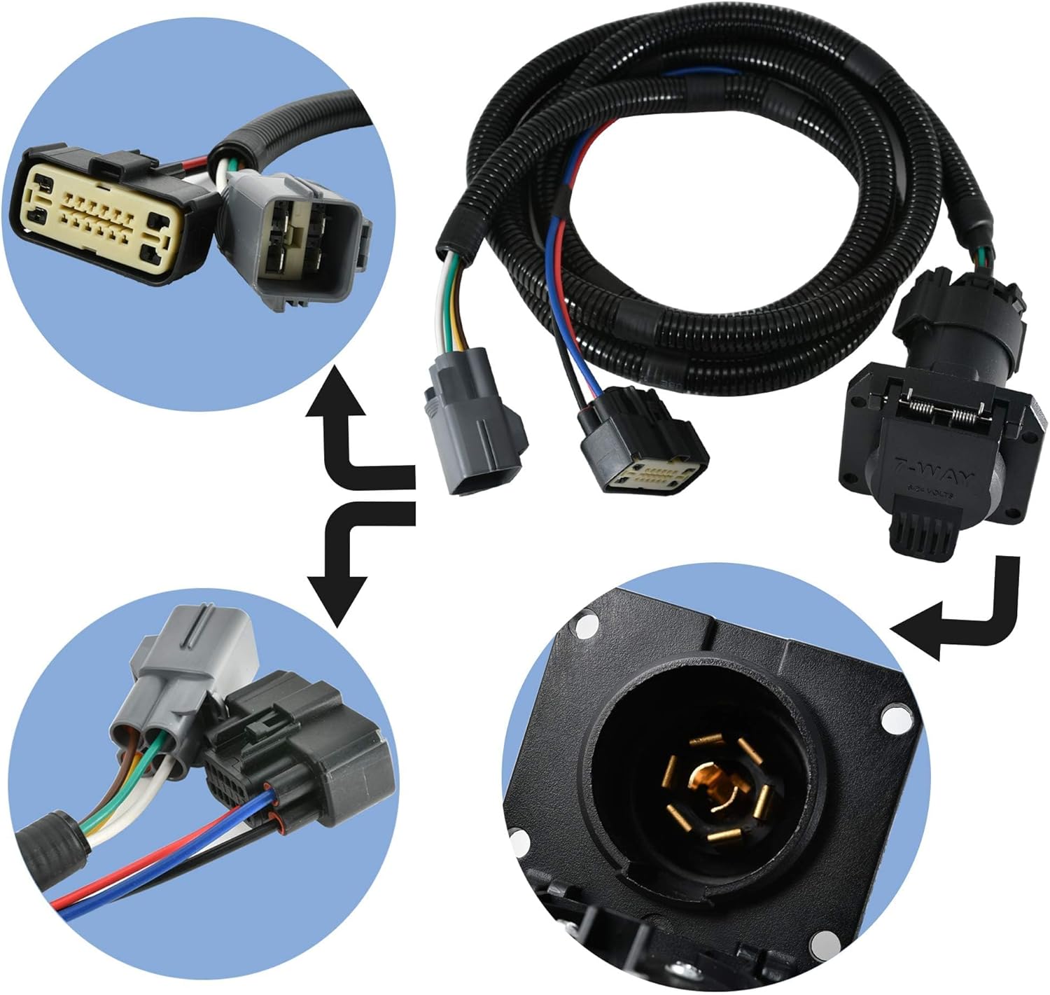Oyviny RV Blade 7 Way Trailer Wiring Harness Fits for 2017-2025 Cadillac XT5, 2020-2025 Cadillac XT6, 2017-2023 GMC Acadia, 2019-2025 Chevy Blazer, Factory Tow Package Required