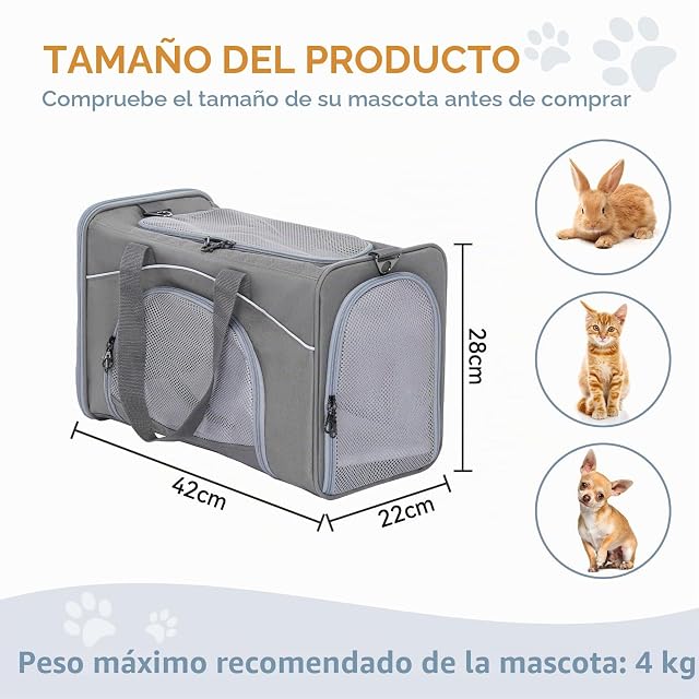 Foto 4 de 8 de Petsfit Bolsa de Transporte para Gatos, Perros y Gatos, Plegable, para Viajes, 47 x 22 x 27 cm