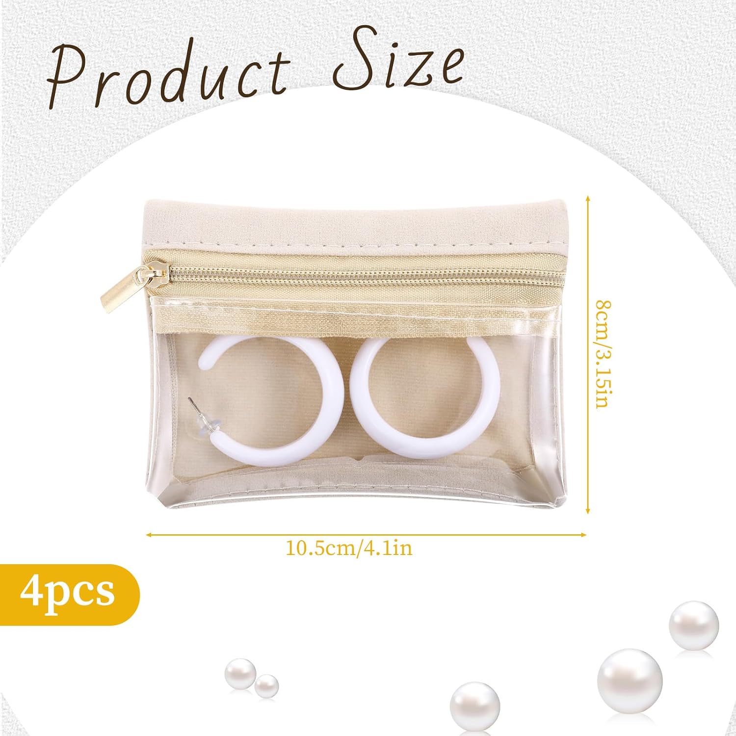 4Pcs Portable Travel Jewelry Bag, Clear Travel Jewelry Pouch Bag with Zipper, Velvet Jewelry Organizer, Mini Jewelry Storage for Rings Bracelets Earrings Necklaces Jewelry, Gift Idea for Women Girls