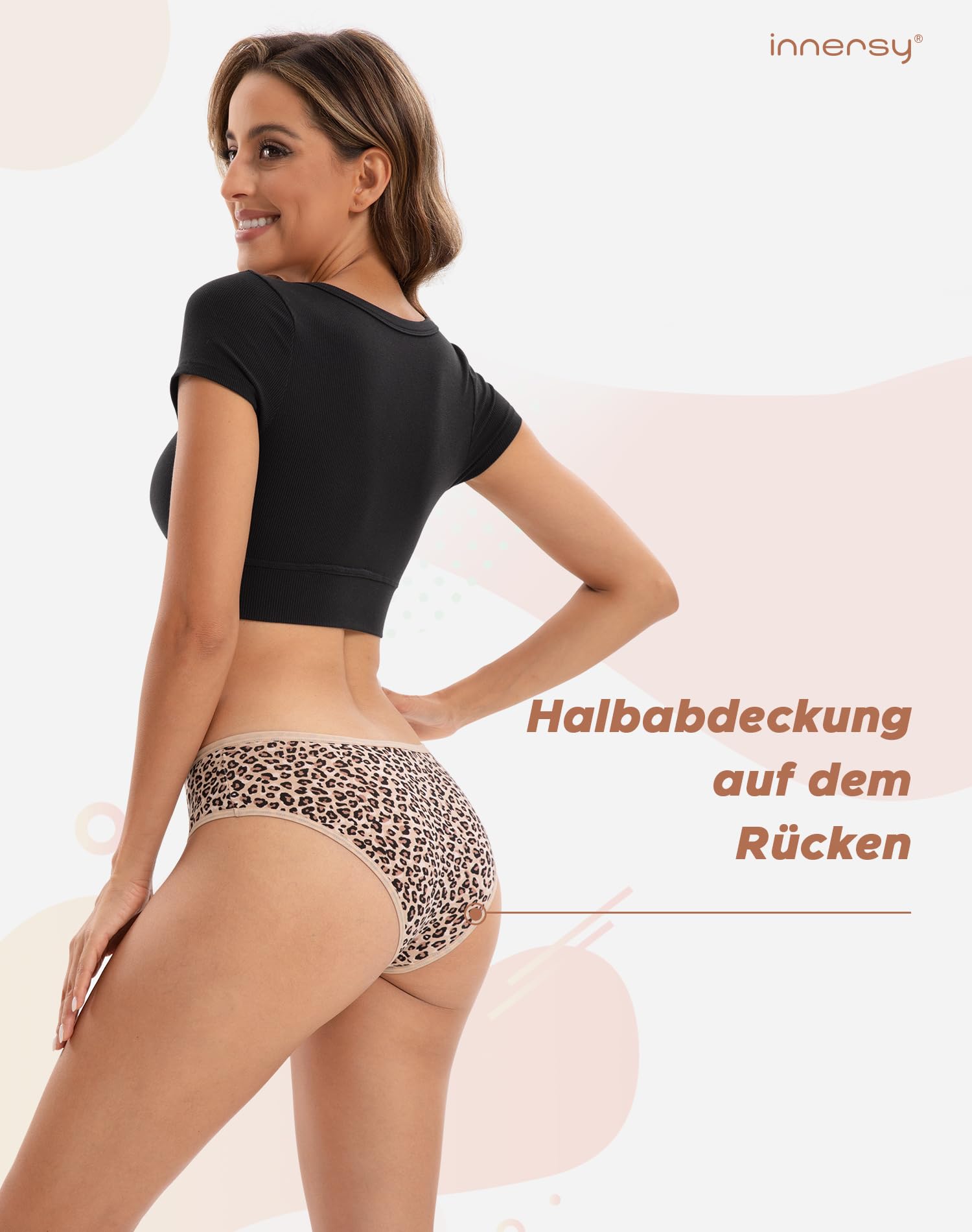 INNERSY Slip Donna Cotone Vita Media Mutande Brasiliana Bikini Mutandine Hipster Intimo Pacco da 6