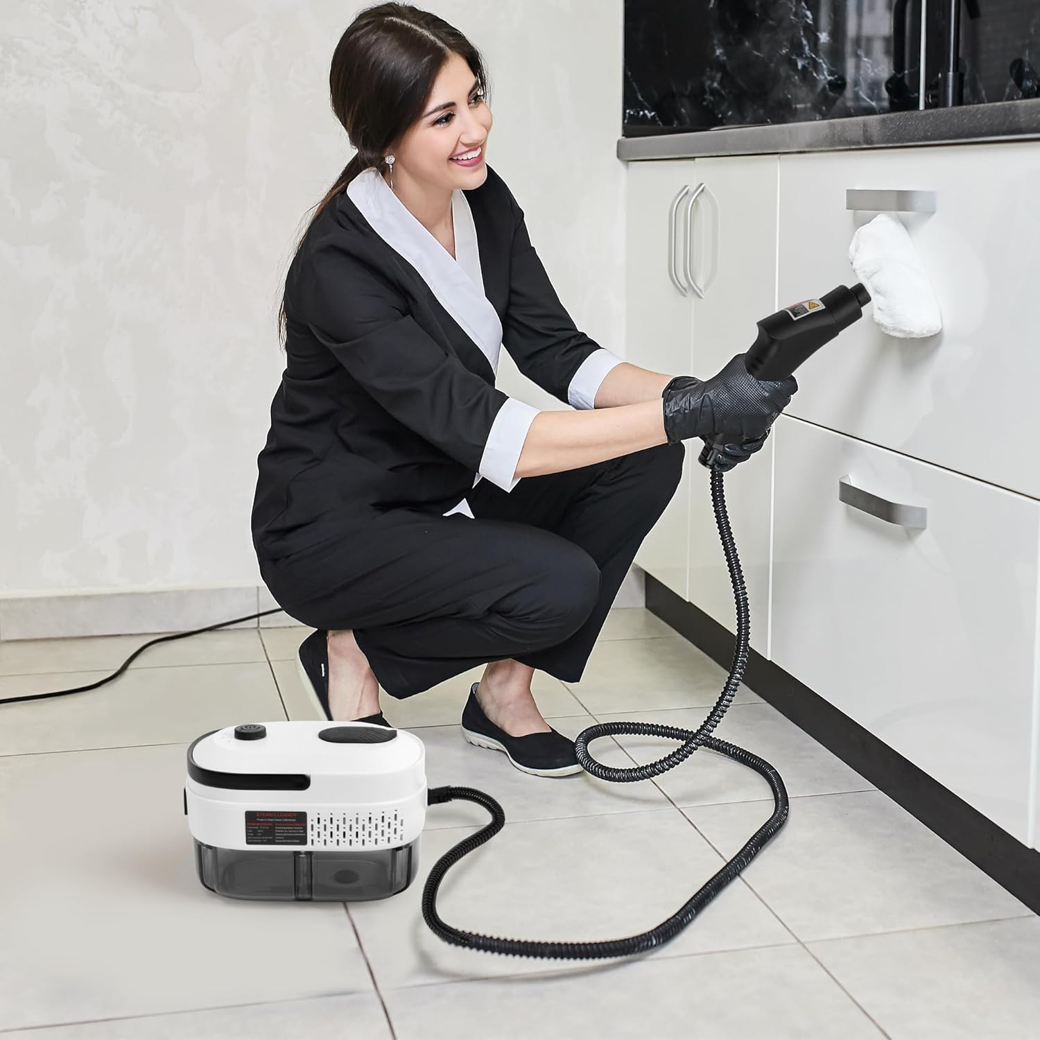 Portable Handheld Steam Cleaner - 2500W High Temperature Cleaning Steamer Machine for Car Detailing, 1.2L Large Capacity 3-Levels Adjustable Hand Held Steamer for Home Auto Grout Automotive