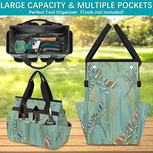 Miniatura 4 de Dragonfly Branches Pattern Garden Tool Tote Bag for Women Men Gardening Tool Storage Bags with 10 Pockets Standable Garden Home Tool Kits Organizer