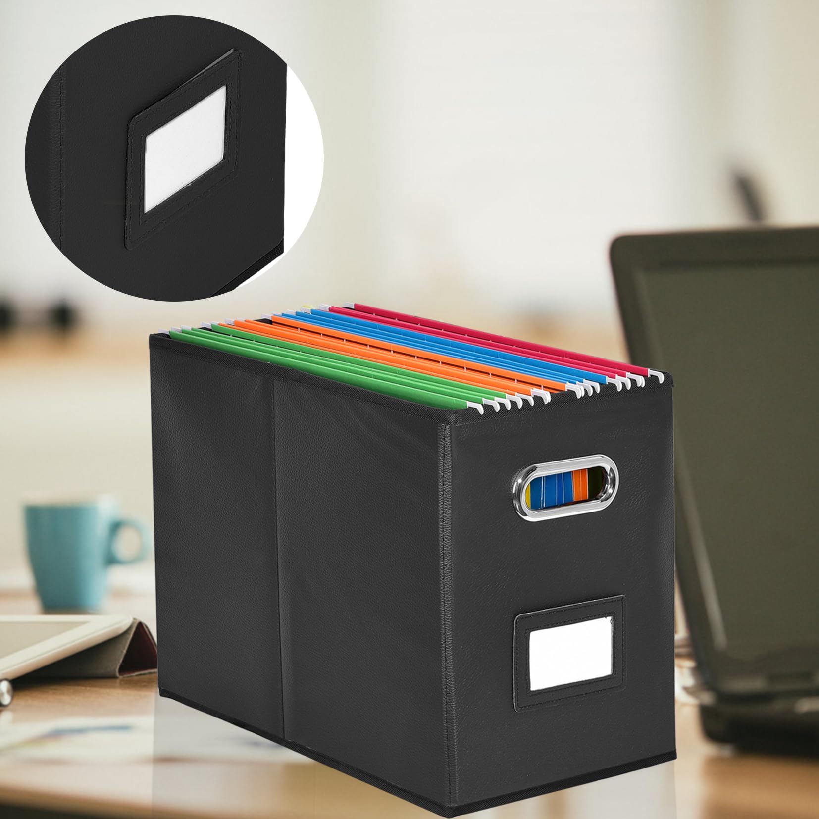 2 cajas organizadoras de archivos de tamaño A4 (carpetas no incluidas), almacenamiento de carpetas de archivos, caja de archivos duradera sin tapa para oficina, decoración, hogar, negro, 2