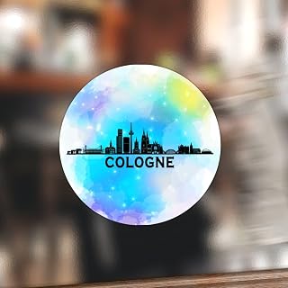 100PCS Germany Cologne Skyline Label Stickers Black City Skyline Silhouette Vinyl Round Circle Sticker Colorful Skyline Art Self-Adhesive Stickers for Office School Classroom 3inch