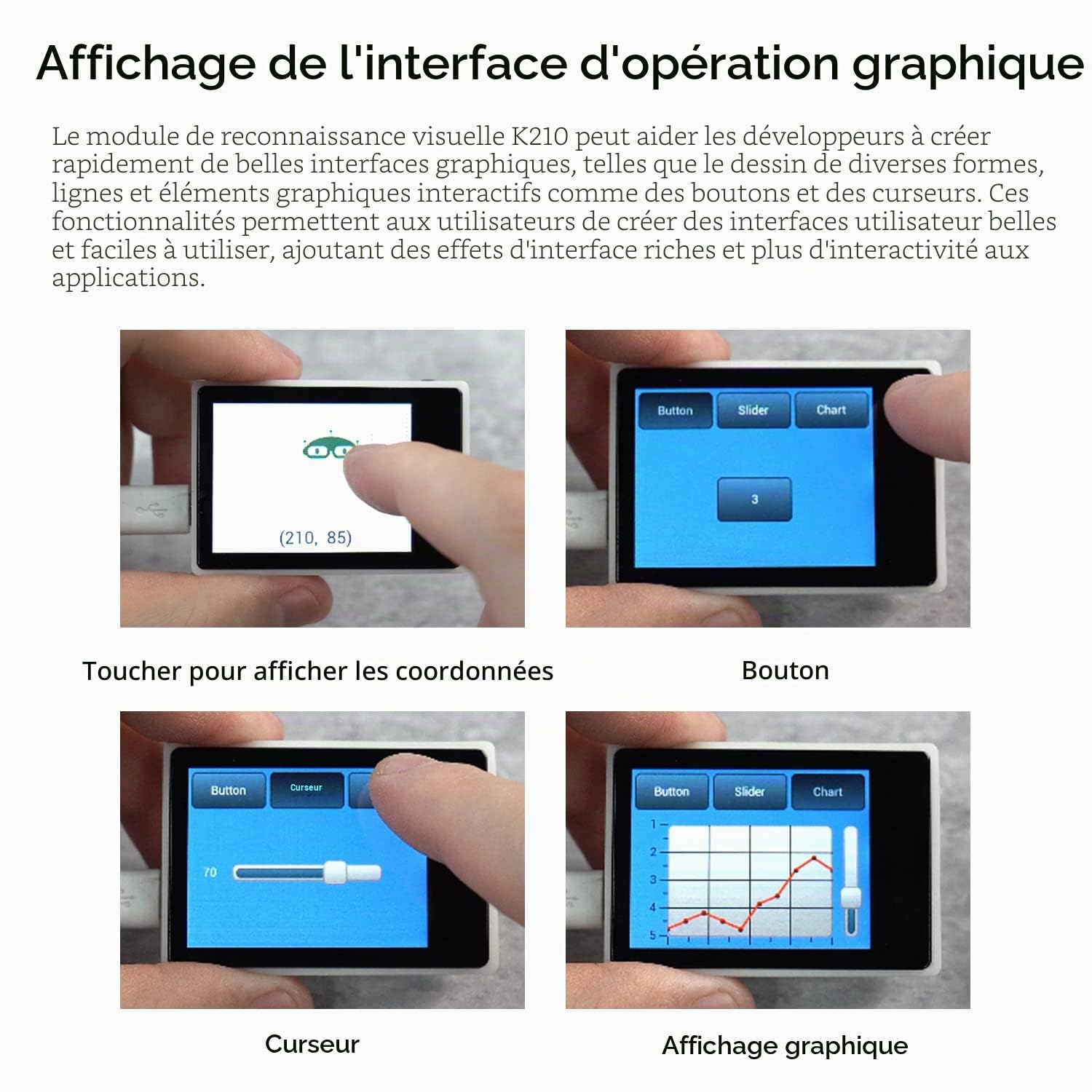 Yahboom Module de capteur de Vision K210 AI Smart Camera pour Arduino Raspberry Pi Micro:bit, Code Open Source, Face|QR|Objet|Couleur|Reconnaissance de Panneaux Routiers, détection de fonctionnalités