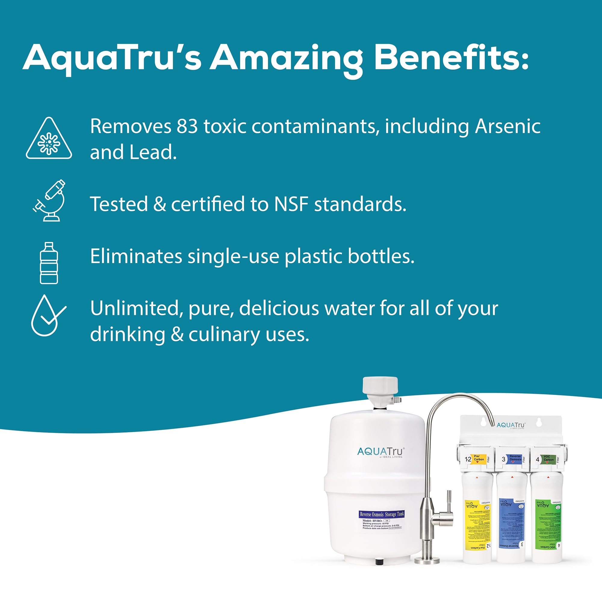 AQUA TRU Sistema De Filtro De Água De Osmose Reversa Aquatru Under