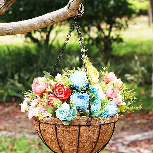 Miniatura 4 de FDGARDEN 2 piezas de cestas colgantes de coco de 18 pulgadas, cesta redonda de coco para plantas, repuesto para cesta colgante, 100% fibra de coco