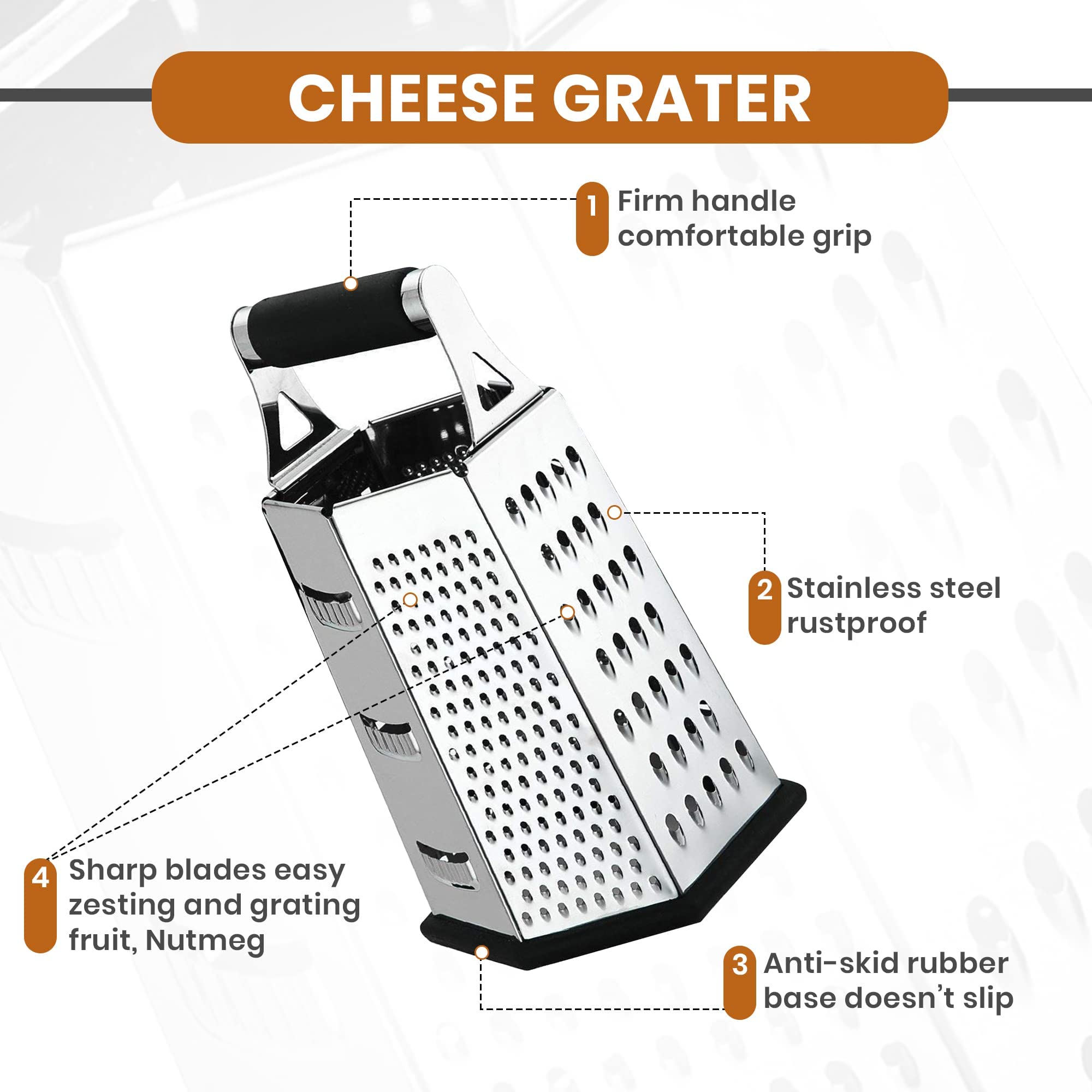 Buy Utopia Kitchen Cheese Grater & Shredder Stainless Steel 6