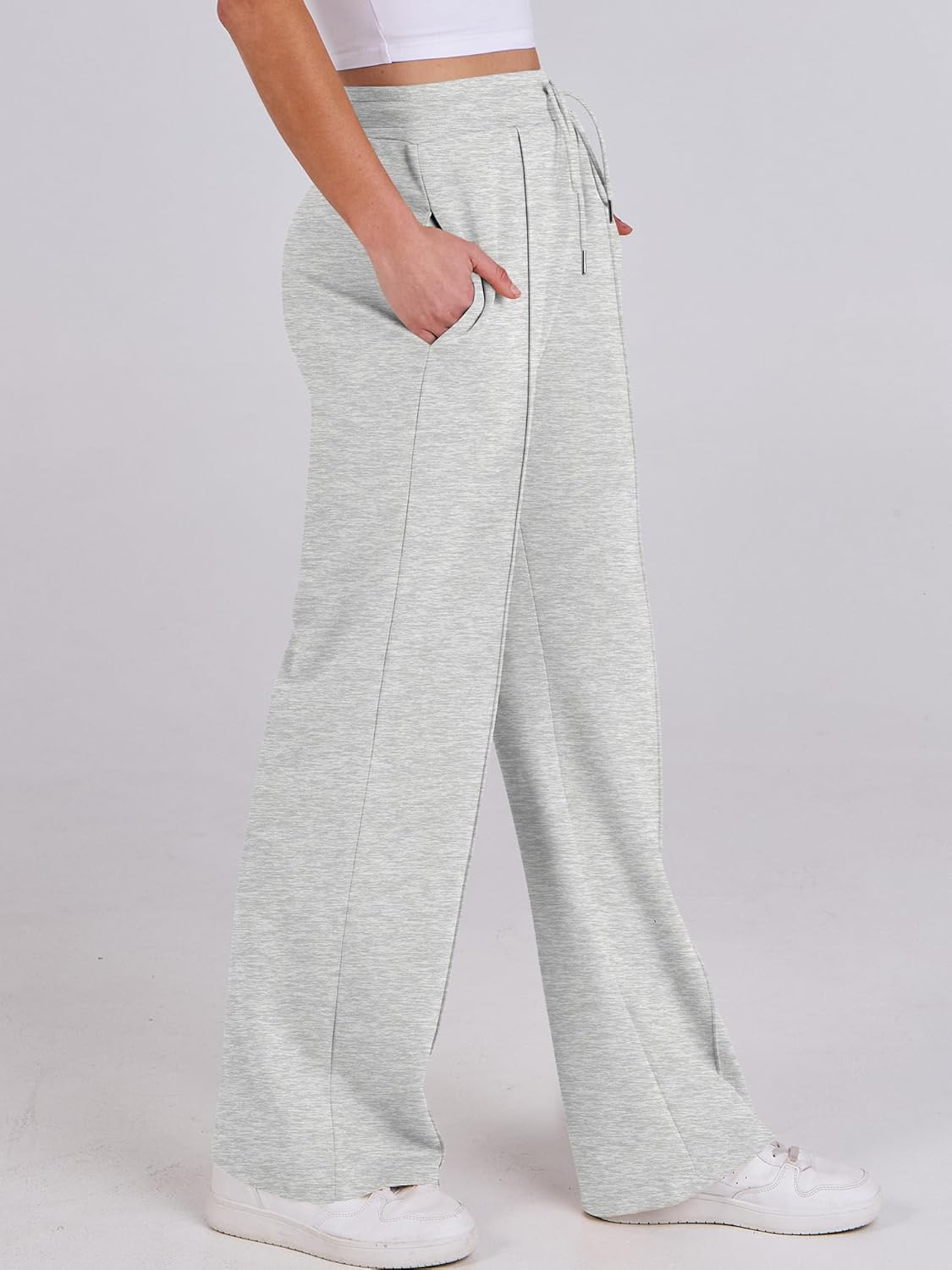 ANRABESS Women's Wide Leg Sweatpants High Waist Baggy Flared Pants Drawstring Athletic Joggers Sweat Pants - Image 2