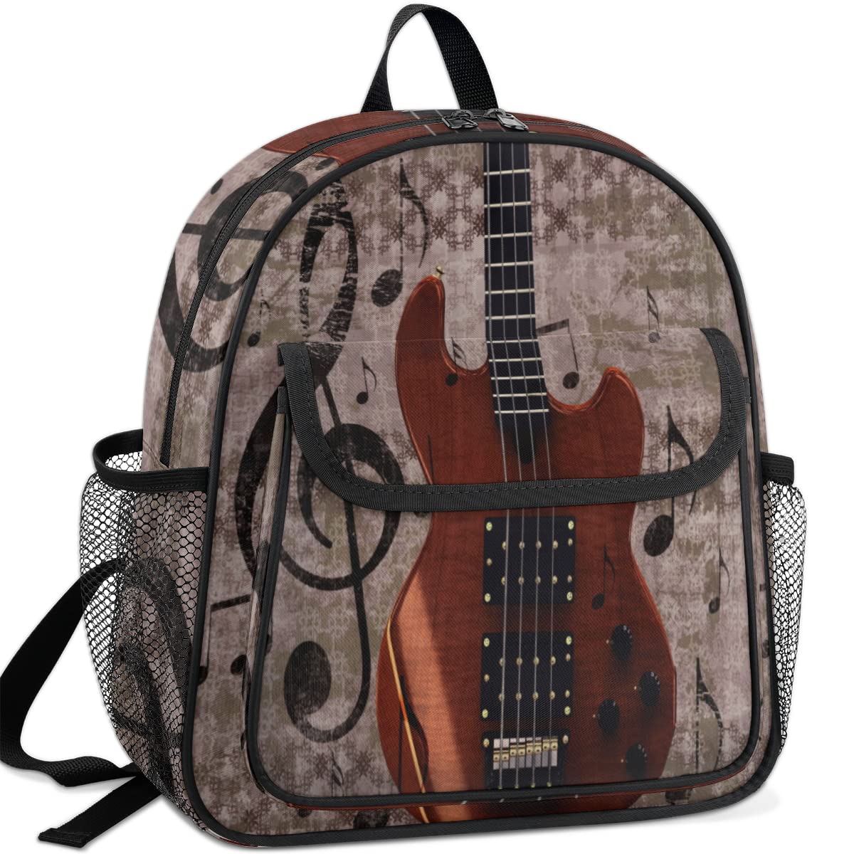 Muzyka vintage, gitara dla dzieci, plecaki dla chłopców, dziewczynek, gitara retro, malucha, lekki plecak, szkolna torba na książki, wielobarwny