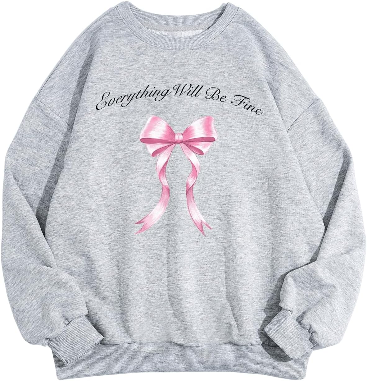 MakeMeChic Women’s Graphic Print Long Sleeve Crew Neck Drop Shoulder Oversized Sweatshirt Pullovers Top