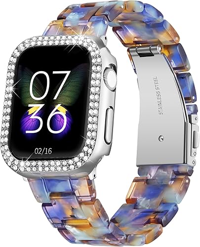 Correas de reloj de resina con funda compatible con Apple Watch Band de 1.575 pulgadas, 1.614 pulgadas, 1.732 pulgadas, 1.772 pulgadas, correa de