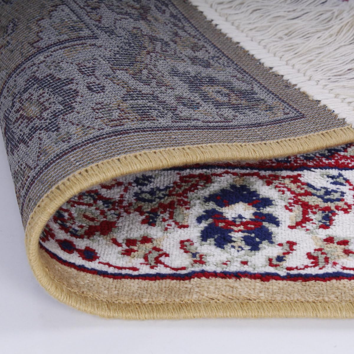 SaRani Tappeto Classico Tradizionale, Motivo Floreale, con Frange, Tessuto Viscosa, Arredo Casa (Oro, 160x230 cm)