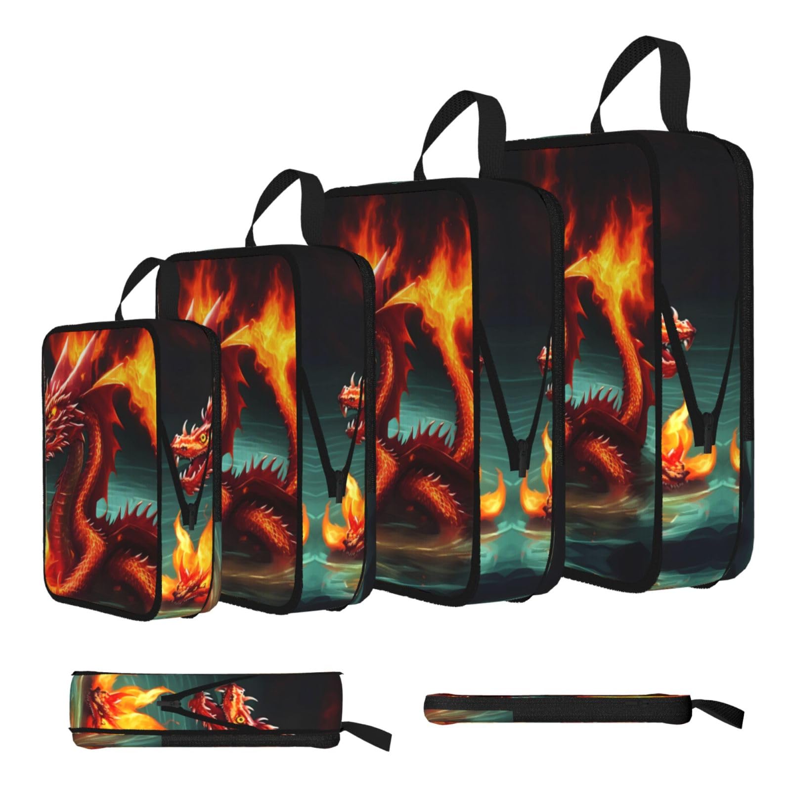Dragon King in Fire Compression Packing Cubes 4 Piece Set