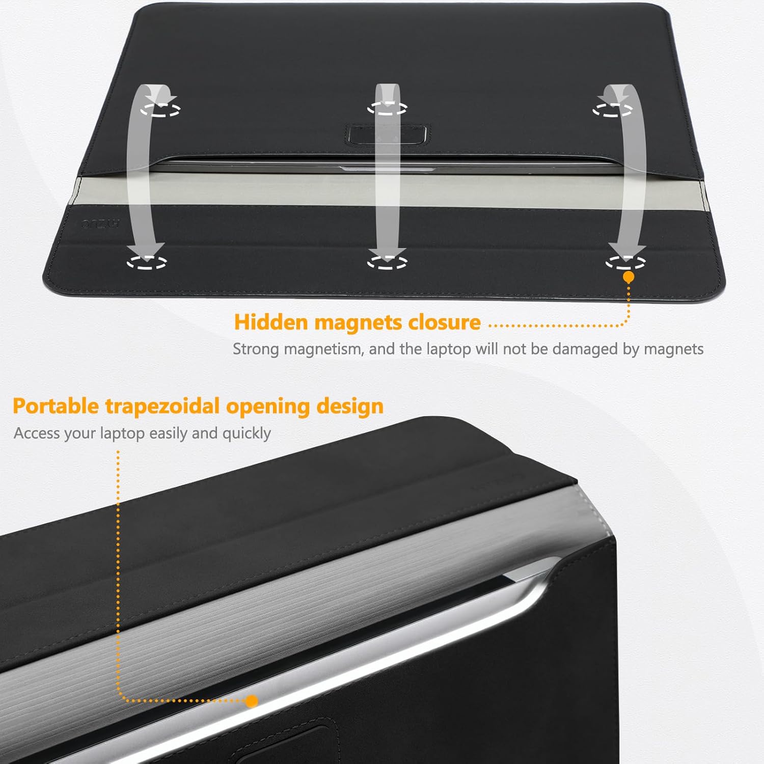 HYZUO 15-16 Inch Laptop Sleeve Case with Stand Feature for MacBook Pro 16 M4/M3/M2/M1 Pro/Max 2025-2019, XPS 15, MacBook Pro 15 2015-2012, Samsung Galaxy Book Flex/Pro 15, Black - Image 4