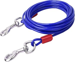 Dog Tie Out Cable, Outdoor Dog Leads for Yard Chew Proof, Durable Dog Runner for Yard or Camping