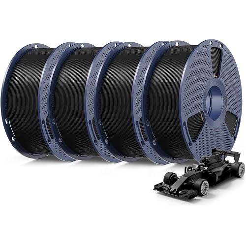 SUNLU 4KG Upgrade PLA+2.0 3D Printer Filament Bundle, PLA Plus 2.0 Filament 1.75mm, High Speed Printing, Stronger Than PLA+ Filament, 1KG per Spool, 4 Packs, Black