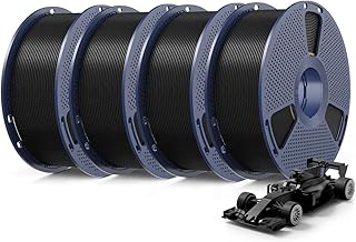SUNLU 4 kg Bundel Rapid PLA Plus 2.0 Filament, High Speed 30-600 mm/s 3D Printer PLA+ Filament 1.75 mm ±0.02 mm, 1 kg Reusable Spool, 4 Spool Total (4 x Black)