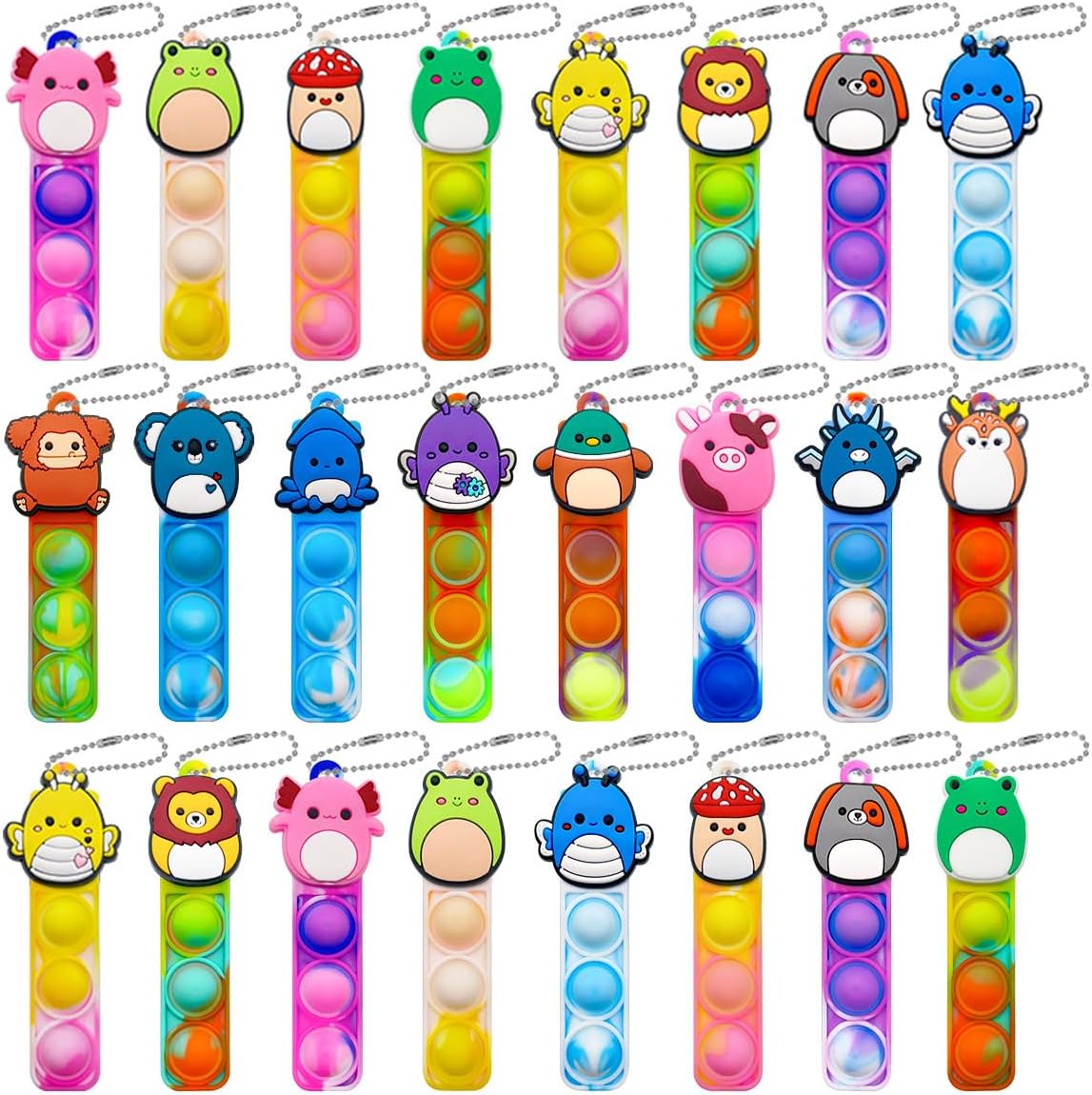 24 Pcs Kids Party Favors Fidget Toys Bulk Animal Fidget Keychain Birthday Party Favors for Kids,Classroom, Party Favors, Goodie Bags Fillers, Birthday Day Gifts and Prize(Random)