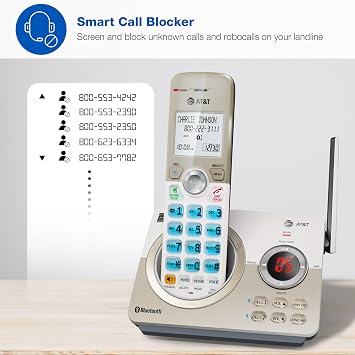 AT&T DL72319 DECT 6.0 3-Handset Cordless Phone for Home with Connect to Cell, Call Blocking, 1.8 Backlit Screen, Big Buttons, intercom, and Unsurpassed Range