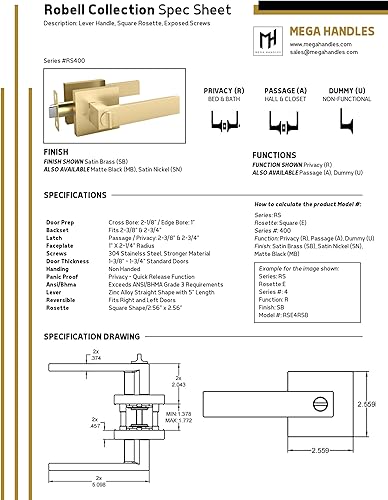 Miniatura 9 de Mega Handles Dummy Door Knob - Non-Turning Door Handle for French Doors & Hallways, Interior Door Handle - Modern Dummy Door Handles for Closet