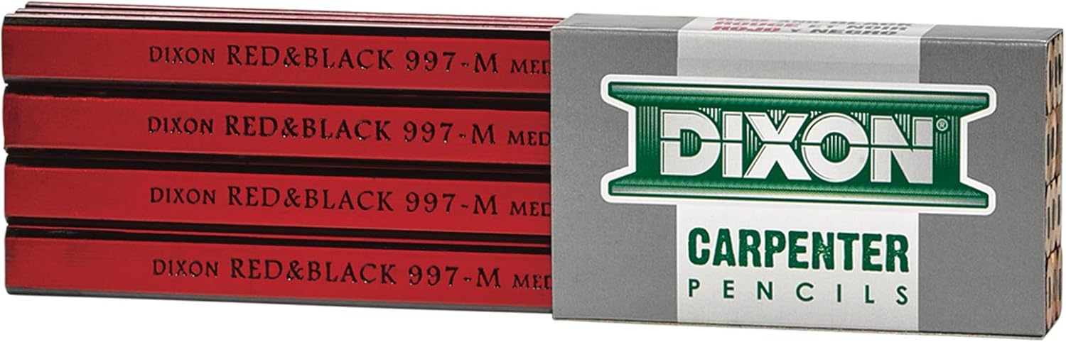 DIXON Industrial Carpenter Pencils, Soft Graphite Core, Red/Bla