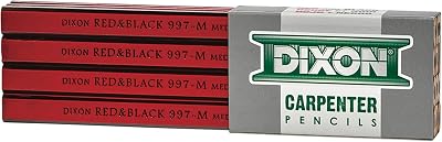 Dixon 19972 Carpenter Pencil with Medium Graphite Core, 7" (Pack of 12)