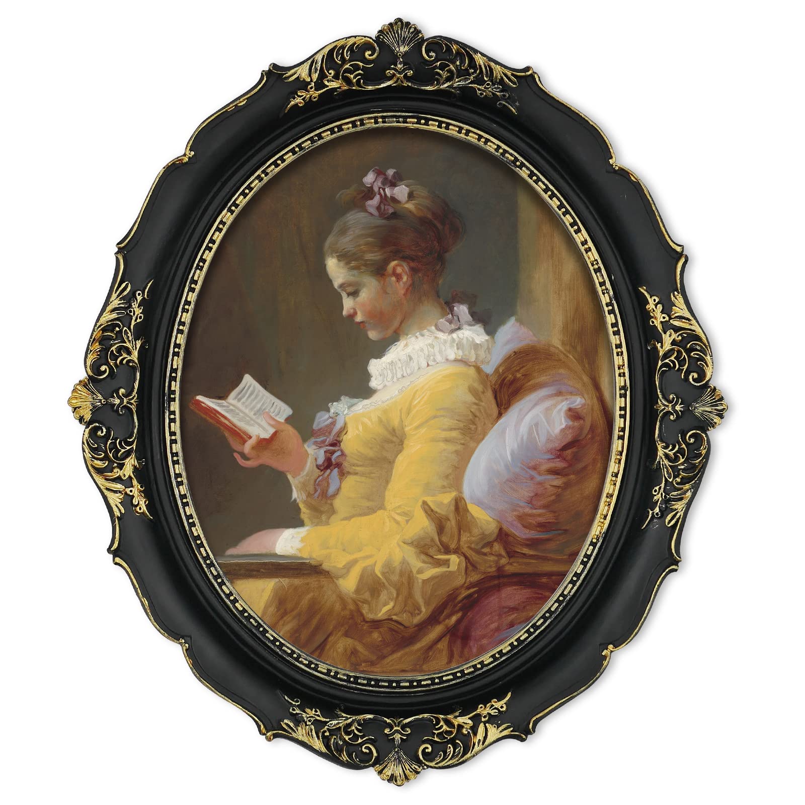 Vintage Oval Picture Frame 8x10 Inch - Black & Gold Antique Style Wall Frame For Photos, Hanging Decor