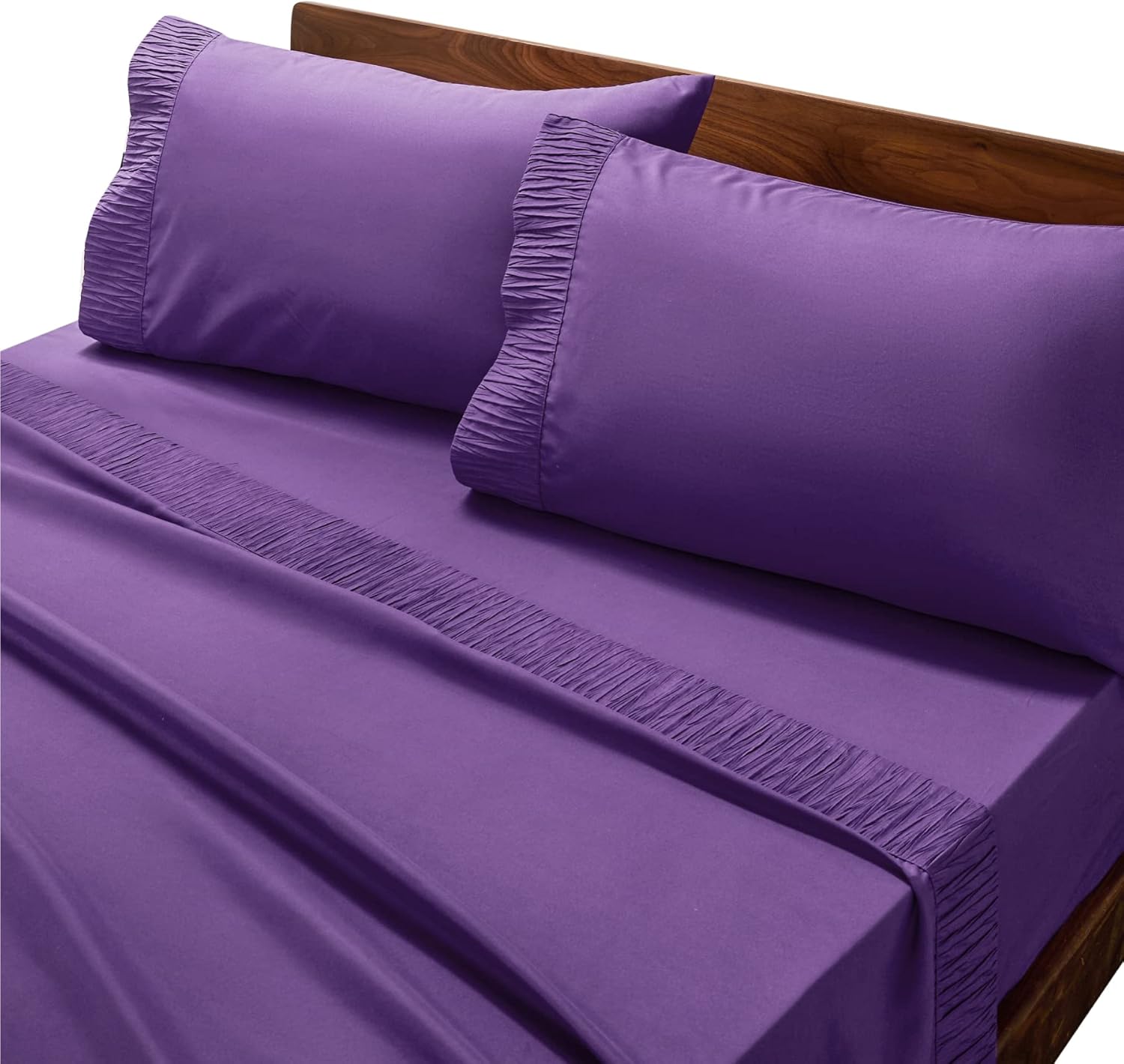 Bedsure California King Sheet Sets - 4 Pieces Soft Cal King Sheets - Breathable & Cooling - Hotel Luxury - Easy Care Polyester Microfiber Bedding for Women, Men, Purple - Image 9