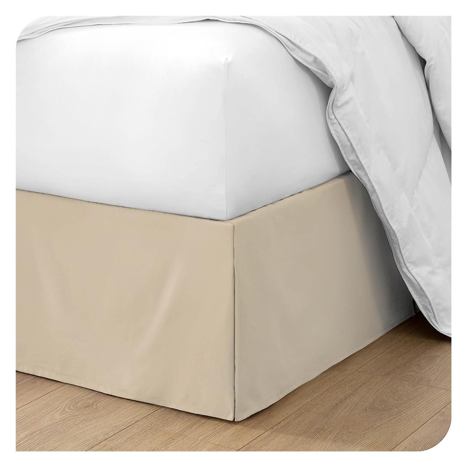 Cache-sommier plissé beige 140x190 cm jupe de lit infroissable hauteur 35 cm