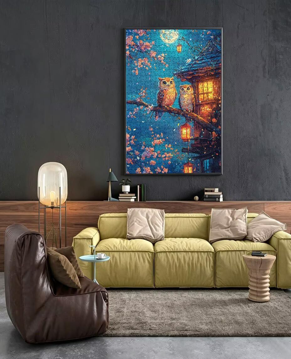 Puzzle 3000 Pezzi Vista Notturna Gufo 3D Puzzle per Adulti Impegnativo, Educa Puzzles Artistico, Divertente E Stimolante Puzzles Decorativo per La Famiglia, Regalo e Decorazione Pareti BXHZW6-1009