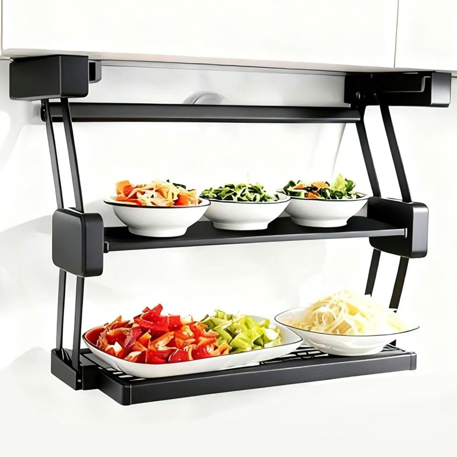 WLH Alexanders 2 Tier Over The Sink Dish Drying Rack Expandable Large Capacity Sink Rack Metal Drying Racks Saving Space dish rack(Nero,700mm)