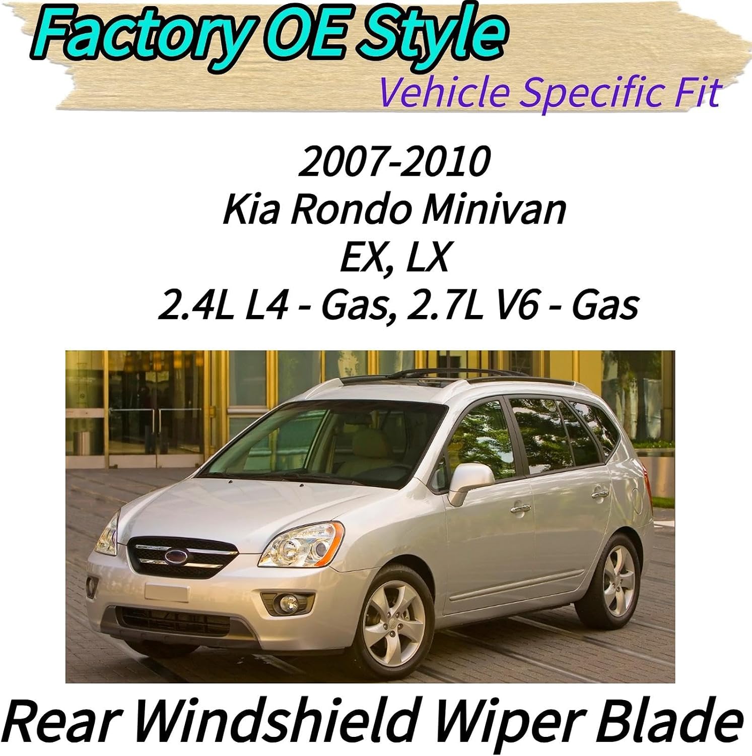 Rear Wiper Blade & Arm Replacement for Kia Rondo Minivan 2007-2010 - OEM Fit for EX, LX Models - All-Weather All Season Rear Back Windshield Wiper Blade Set for 2010 2009 2008 2007 2006
