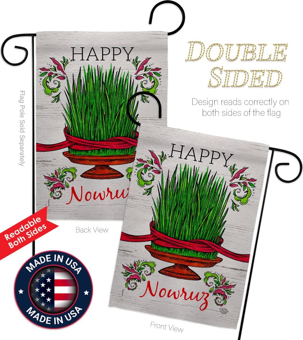 Sabzeh Nowruz Dorm Decor Banner Wall Art Flag Pole Patio Lawn Garden Room Decorations Indoor Outdoor Tapestry Yard Signs Celebration Persian New Year Christian Religion Day Holiday Made In USA