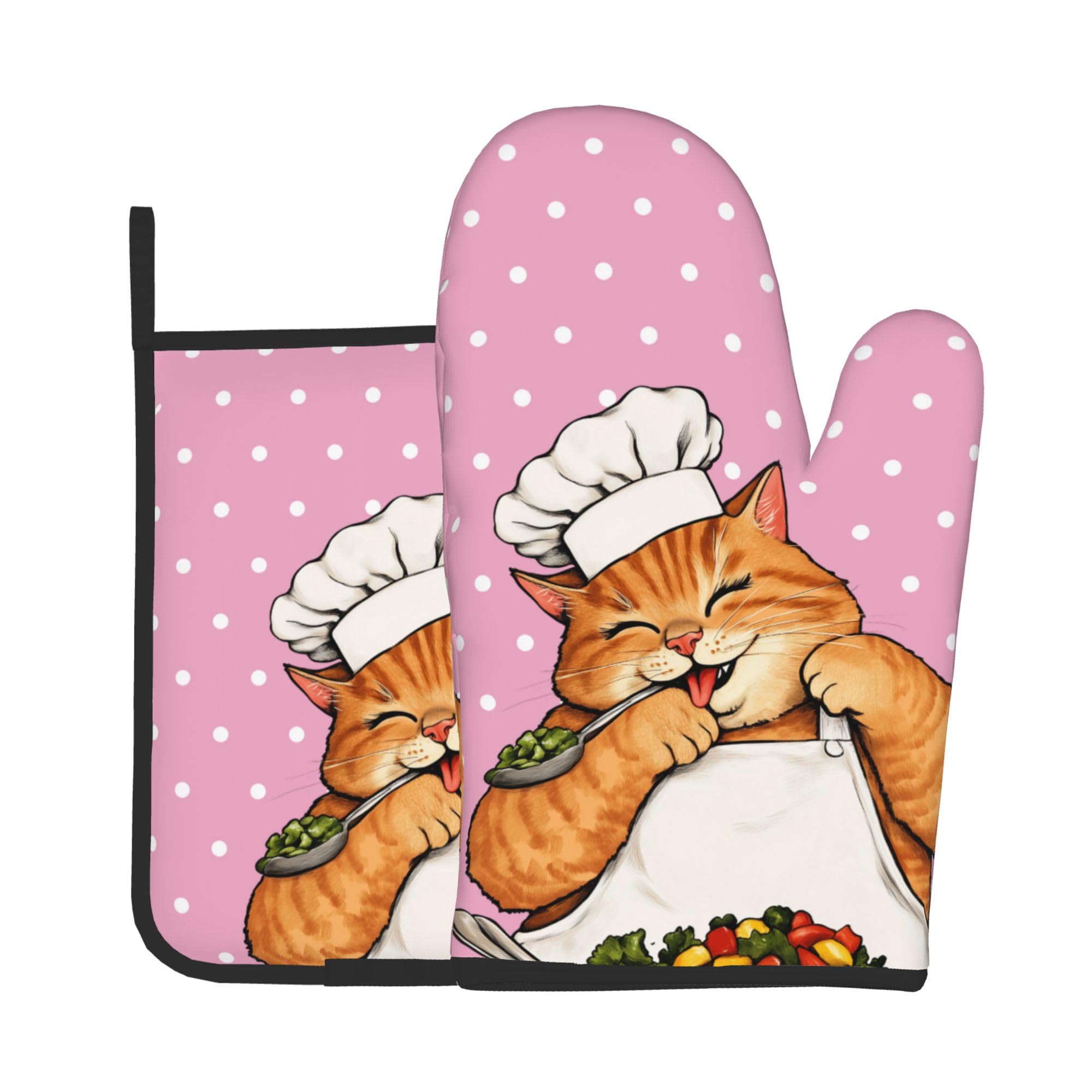 Gants de cuisine chat rose pour ne plus jamais se brûler au four ou au barbecue