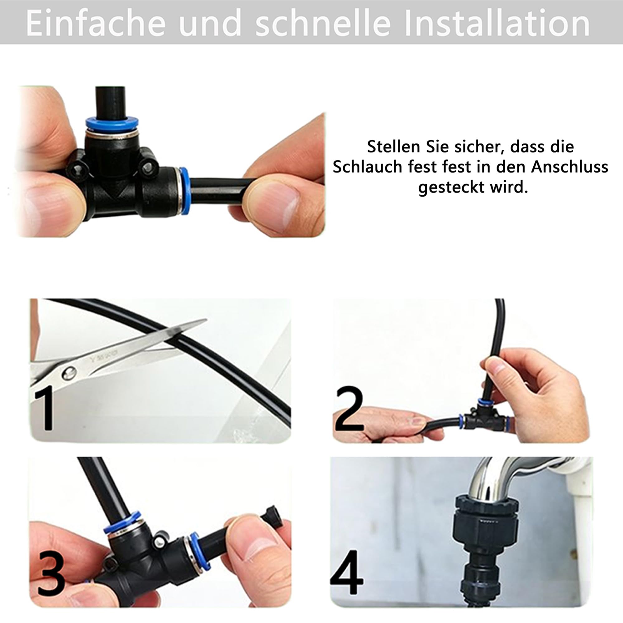 Tropfbewässerung Set 60m, 32 Sprühdüsen, Schnellkupplung Bewässerungsrohr für Balkon, Blumenbeet, Garten, flexible Mikrobewässerung für Pflanzen-Sprühbewässerung (60 Meter)
