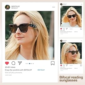 Unbeatable Bifocal Reading Sunglasses for Women Narrow/Small Face, Trendy Outdoor Square Thick Frame Sun Reader, Comfortable UV400 Sunglasses with Readers Built in-2 Pack (Black&Tortoise, +3.0)