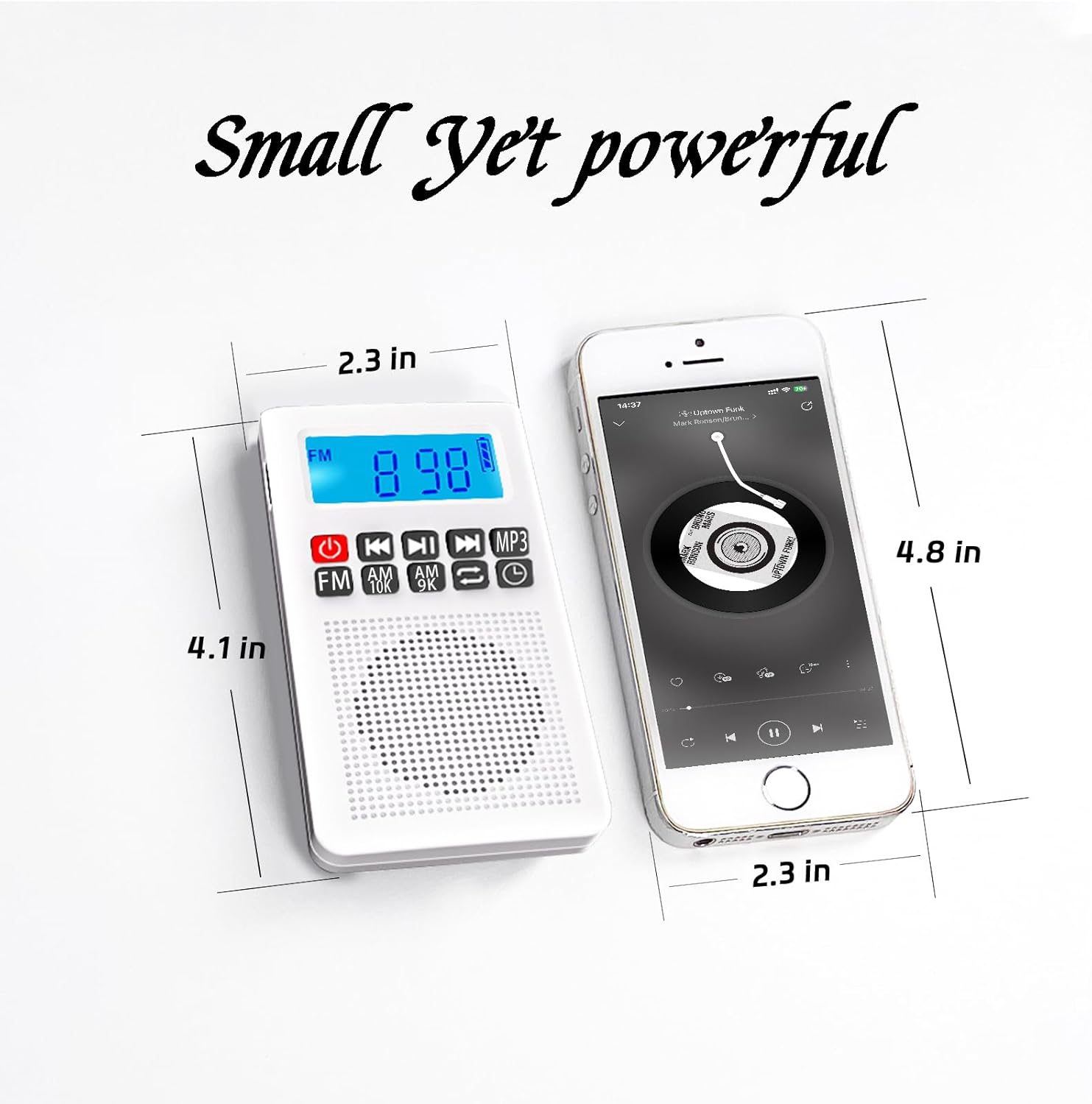 YF35 3-in-1 Portable Radio AM FM MP3 Player Voice Recorder- Multi-Function Excellent Reception and Rechargeable Battery Small Receiver for Indoor/Outdoor(White)