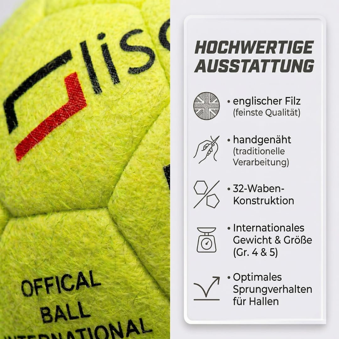 Lisaro Indoor Filz Hallenfußball Gr. 5 | Hallenball | Indoorfußball | Hallenfußball | Spielball der Extraklasse | 2 Stück