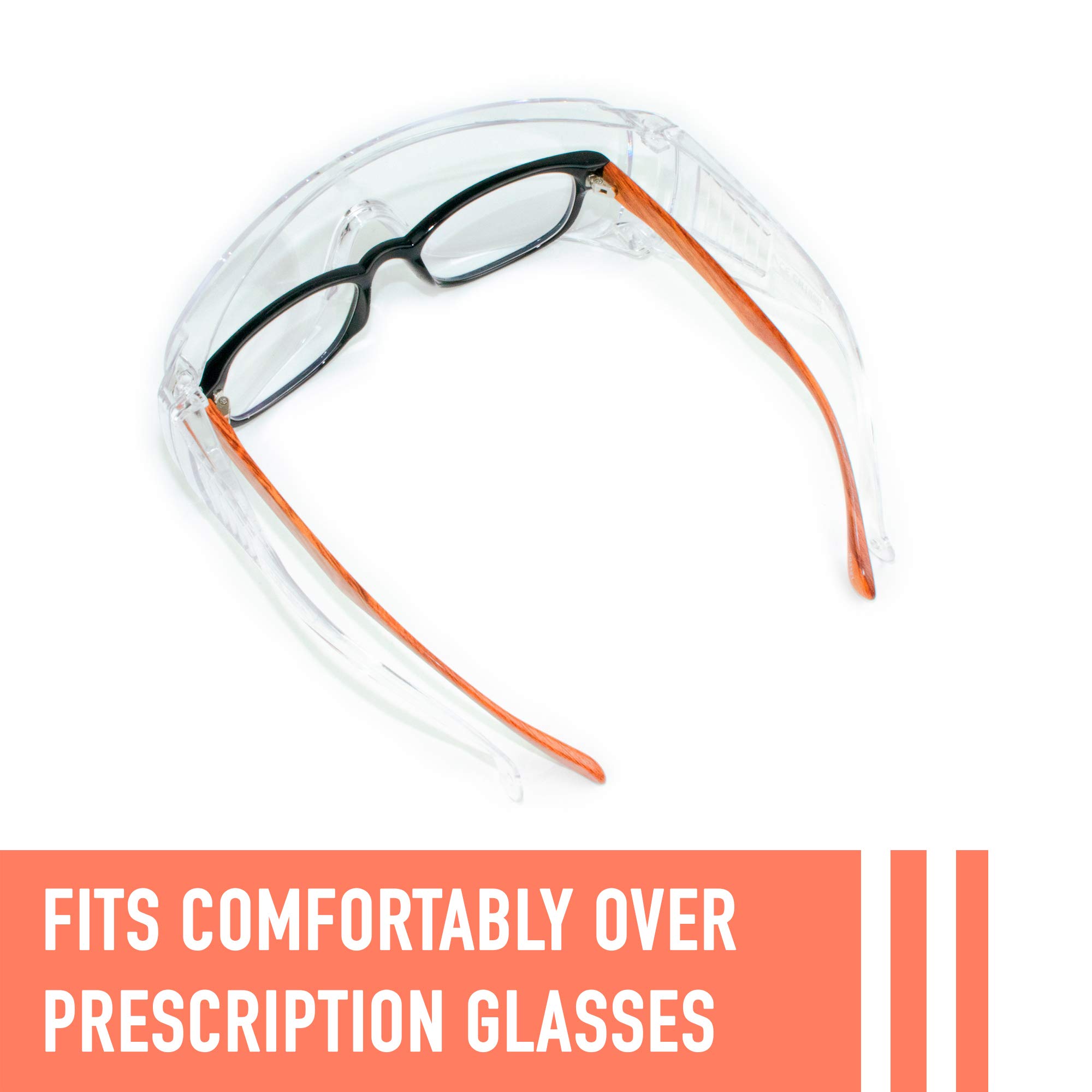 Aqulius Lot de 3 lunettes de sécurité sur lunettes (anti-buée et résistantes aux rayures) enveloppant une protection oculaire cristalline - Les lunettes de sécurité OTG