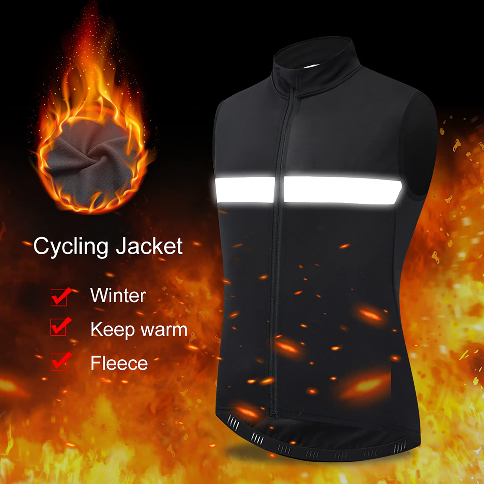 Chaleco de Ciclismo Chaleco de Forro Polar Térmico para Mujer, Chaqueta Reflectante Sin Tirantes de Alta Visibilidad de Invierno Chalecos Correr Lluvia Viento,Azul,L