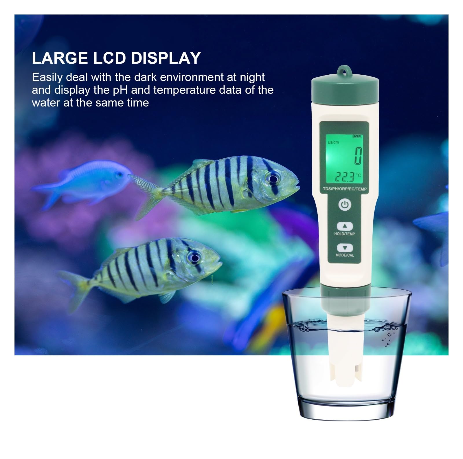 10-in-1 PH/TDS/EC/SALZ/TEMP/SG/ORP/H2/Fruchtbarkeit/Widerstandsfähigkeit Wasserqualitätsmonitortester for Pools, Trinkwasser, Aquarien