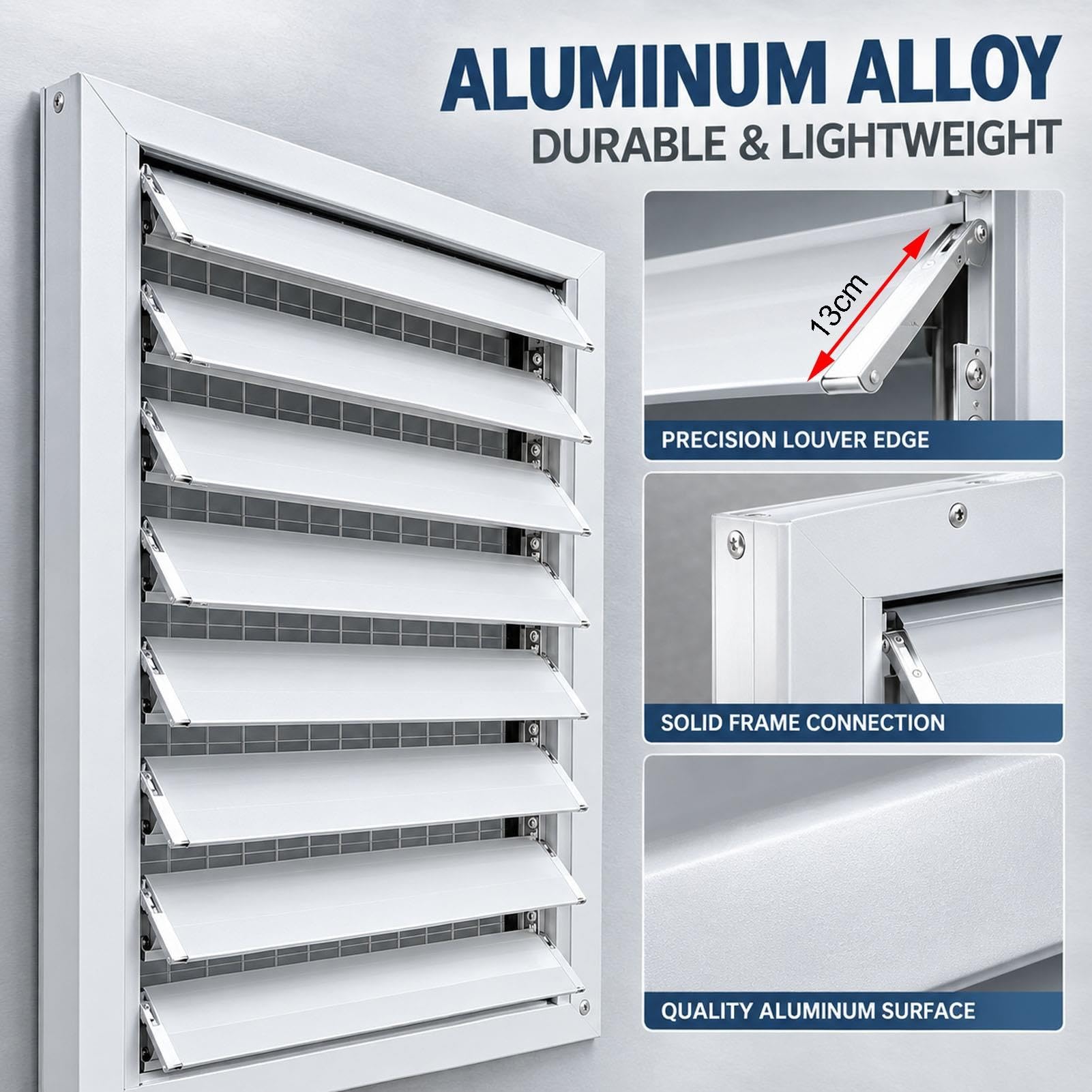 Verstellbares Aluminium-Lüftungsgitter mit Metallnetz für Zuchtanlagen