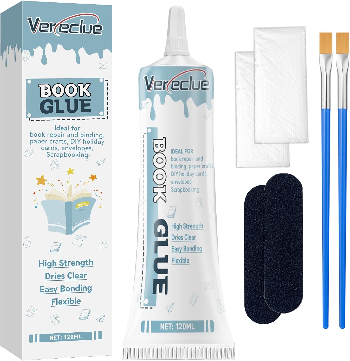 Book Binding Glue, Dries Clear Flexible Book Repair Kit for Scrapbooking, Paper Crafts, Collages, 120ml*1 Book Binding Glue, Dries Clear Flexible Book Repair Kit for Scrapbooking, Paper Crafts, Collages, 120ml*1