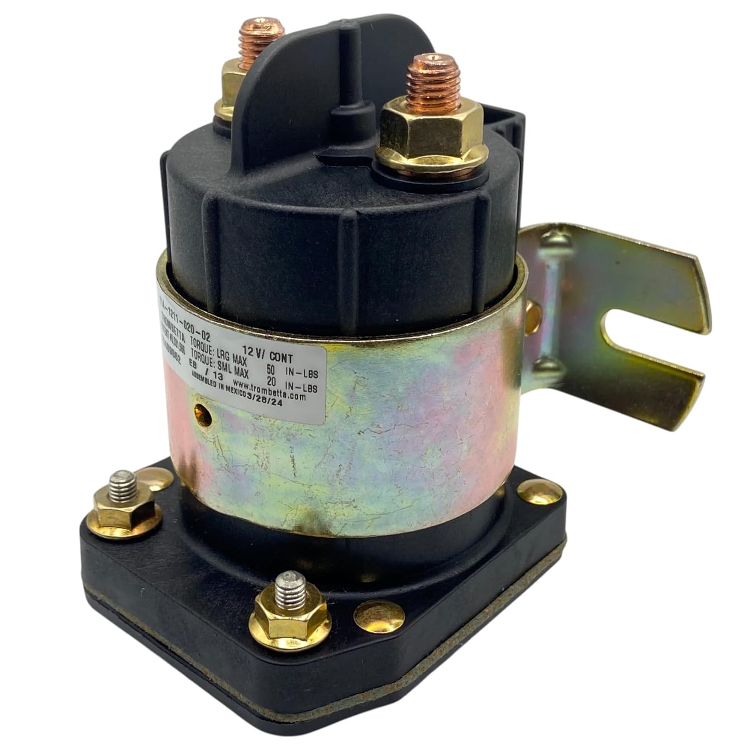Trombetta 114-1211-020-02 Starter Bear 12V Contactor Solenoid Relay 200A – Genuine OEM Replacement – 12 Volt DC, 200 Amp Continuous Duty – For RVs, Snowplows, Golf Carts, Liftgates – Includes Hardware