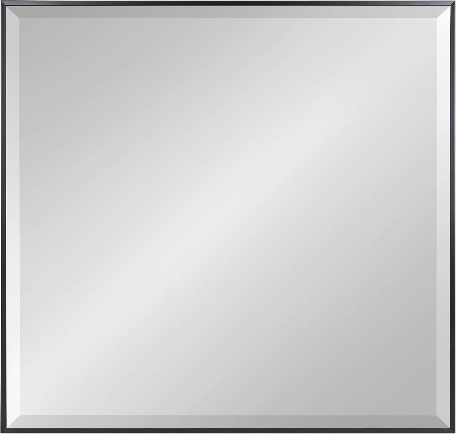 Kate and Laurel Rhodes Modern Square Wall Mirror, 28.75 x 28.75 inches, Black, Chic Contemporary Accent Mirror for Wall