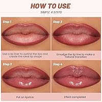 Vista 6 de Juego de 2 lápices labiales y delineador de labios, kit de delineador de labios y brillo de labios para mujeres, lápiz labial mate y lápiz labial