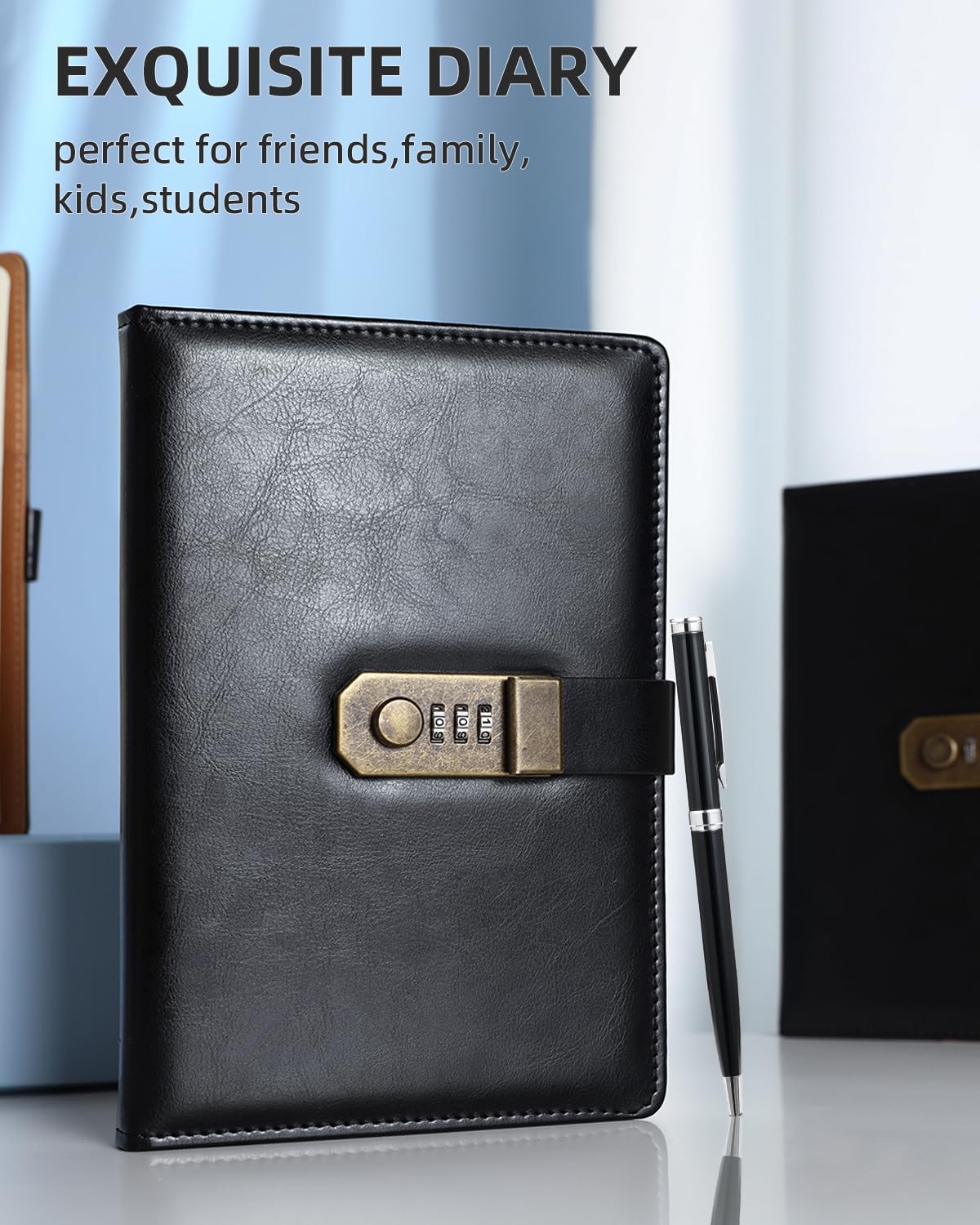 Locking Diary Combination Lock Journal Diary With Lock Digital Password Book A5 Planner Cover (Blue