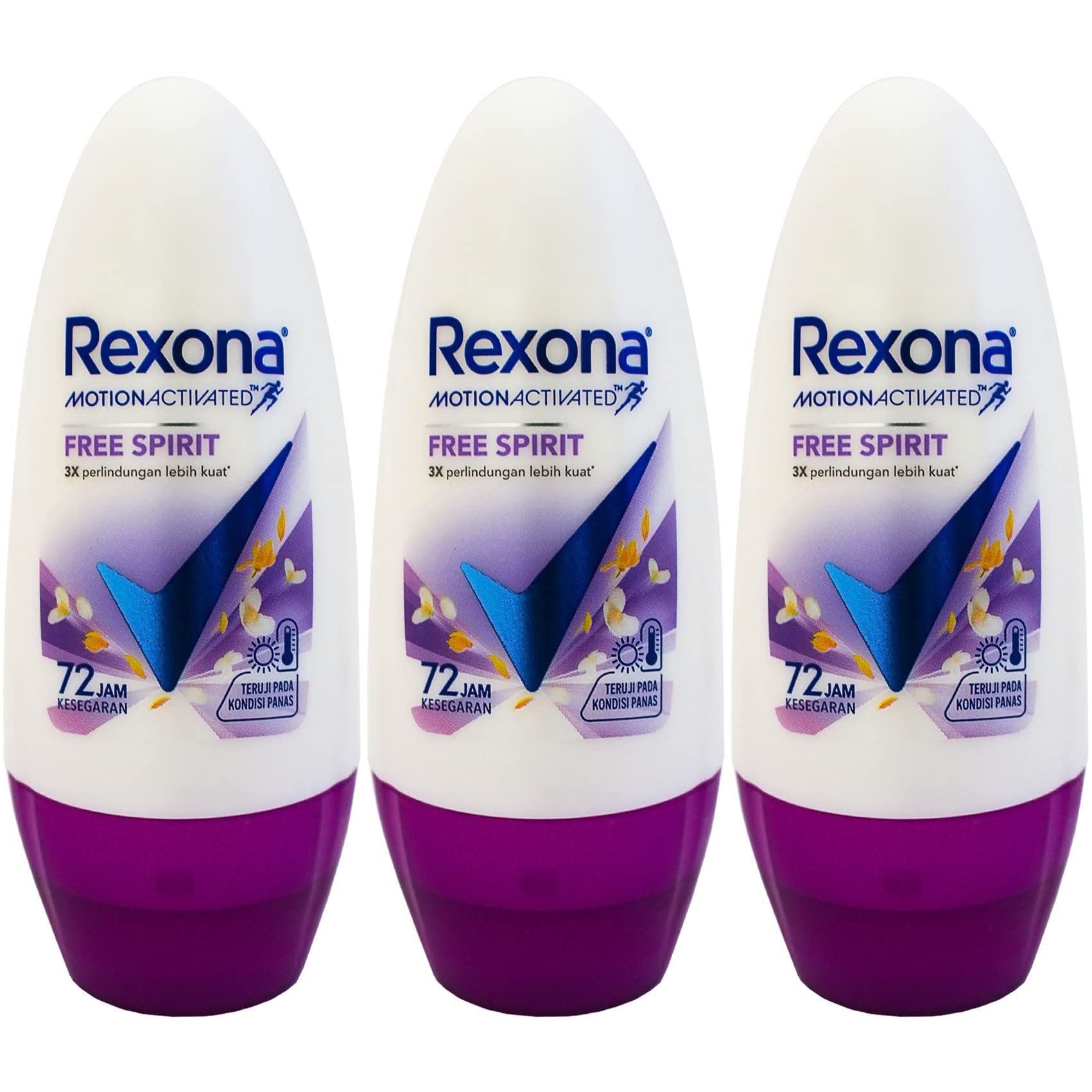 Rexona Women's Antiperspirant Deodorant Roll-On Free Spirit Fleece Spirit 1.5 fl oz (45 ml) x 3 Packs